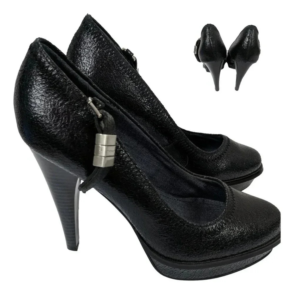 Calvin Klein Shoes Womans  Pumps Black Leather Stillettos Sz 7.5‎